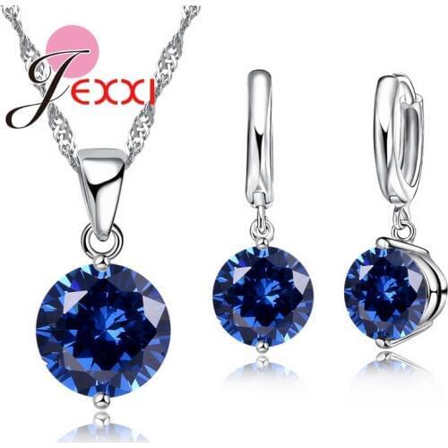 Austrian Crystal Earrings Necklace Jewelry sets For Women 925 Sterling Silver For Girl Birthday Wedding Party Decoration