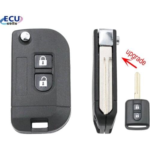 2 Buttons Flip Folding Remote Key Shell Car Case FOB Cover for Nissan Qashqai Primera Micra Navara Almera Sunny