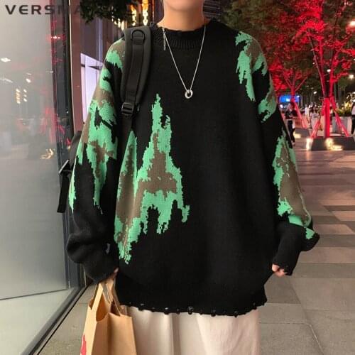 VERSMA Japanese Harujuku Tie Dye Men Women Sweater Top Autumn Vintage Knitted College Mens Fashion Sweater Pullovers Boys Girls