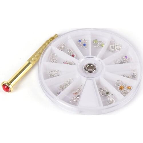 1Pc Acrylic Tip + 24Pcs Pendant Dangle Decoration Pierce Tool Hole Maker Dotting Pen Uv Gel 2.9inch Nail Art Hand Dangle Drill