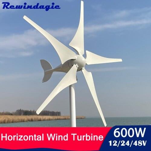 New Arrivel Low Noise 600W 12V 24V 48V Wind Turbine 5 Blades With MPPT Controller Wind Generator for Home Free Energy