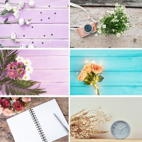SHENGYONGBAO Vinyl Custom Photography Backdrops Flower and Wooden Planks Theme Photography Background 200212SU-006