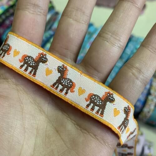 ZERZEEMOOY 5/8" 16 mm 5yards/lot Cartoon Polyester Woven Jacquard Ribbon Yellow pony KTZD19112507
