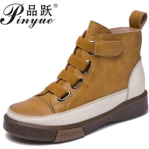 New Genuine Leather Casual Women Shoes Large Size 35--43 Fashion Flat Girl Student Shoes Ladies Sneakers Spring Shoes
