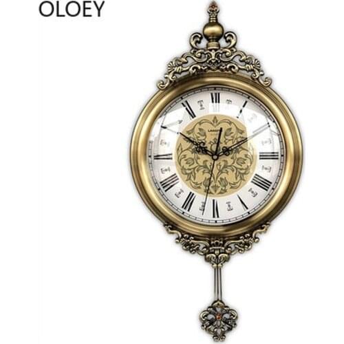 Gold Metal Luxury Wall Clock Modern Design Living Room Big Wall Watch Retro Silent Quartz Wall Clocks Swing Farmhouse Home Decor