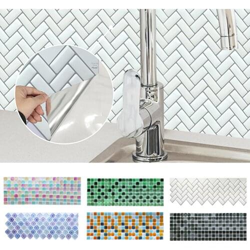 1PC 3D Self Adhesive Waterproof Backsplash Epoxy Wall Sticker Decal DIY Kitchen Tile Sticker Home Decoration Posters