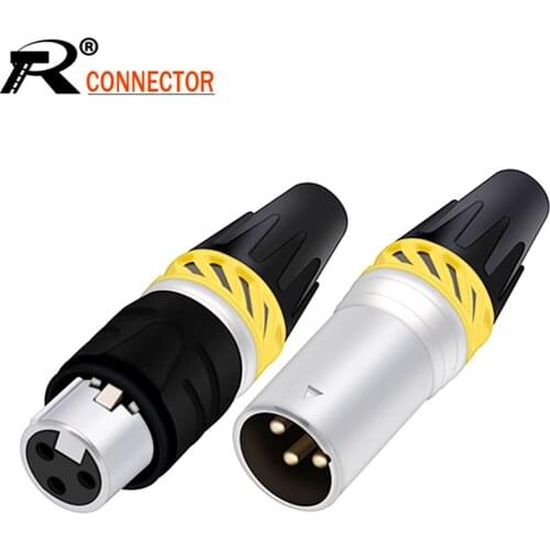 1pc XLR Waterproof Wire Connector 3pins Male Plug Female Socket For Audio Video Mic