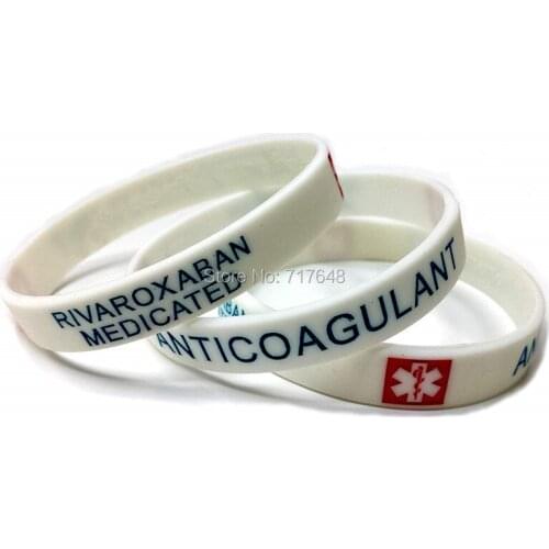 100pcs RIVAROXABAN medicated wristband silicone bracelets free shipping by epacket A