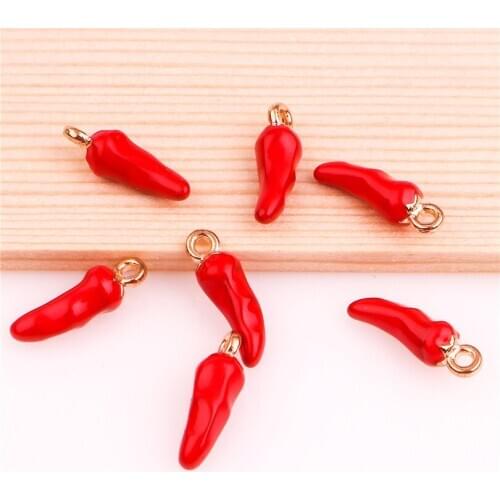 20pcs Alloy Drop Oil Red chilli Vegetable Pendant Golden Pendant Findings Charms for Jewelry DIY Necklace Accessories Making