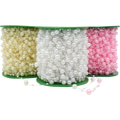 5 Meters Fishing Line Pearls Chain Pearl Beads Artificial Pearls Beads Wedding Decoration Products Supplies White/Pink/Ivory