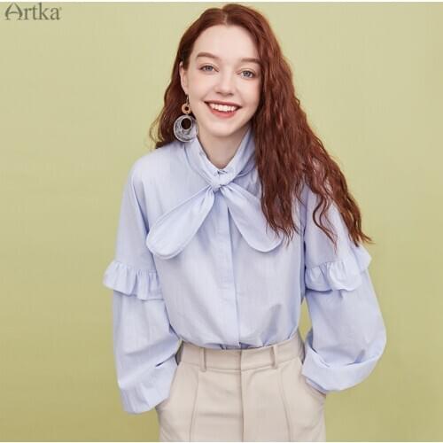 Женские синие рубашки Artka China At AliExpress