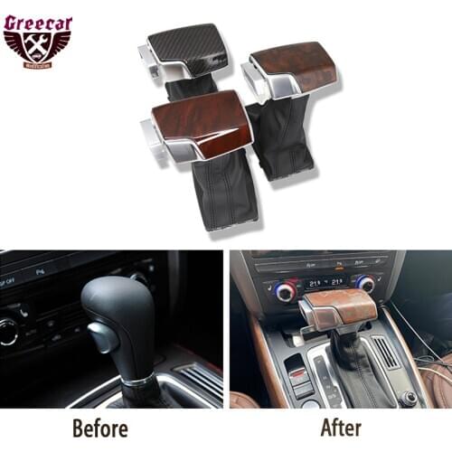 Car Leather Chrome Automatic Gear Shift Knob For Audi A6 A7 A4 A5 Q7 Q5 2006 2007 2008 2009 2010 2011 2012 2014 2015 2016-2018
