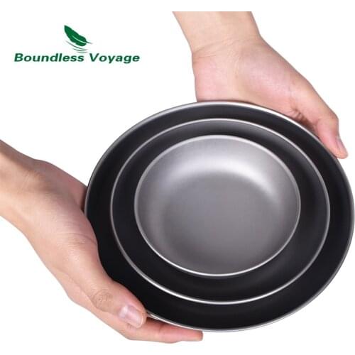 Boundless Voyage Titanium Dishes Plate Saucer Ultralight Durable Pan Dinner Set Outdoor Camping Tableware for Food Fruit Sauce