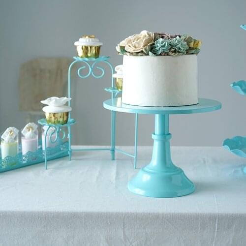 Tiffany Blue Color Cake Decoration Stands for Wedding Birthday Party Decoration Cupcake Bread Display Plates Tray Dinnerware
