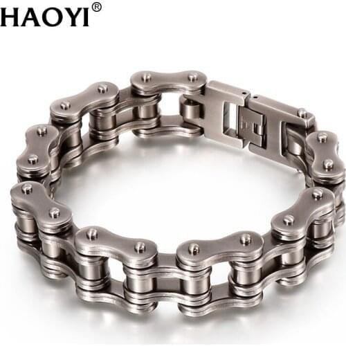 16mm Width Gun Color Bicycle Chain Bracelet For Men 316 Stainless Steel Bike Sports Bracelet For Male