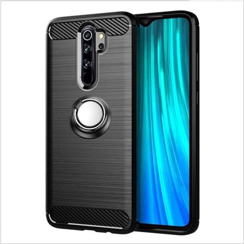 For Xiaomi Redmi Note 8 Pro Case Luxury Brushed Carbon Fiber Case For Xiaomi Redmi Note 8 Pro Magnetic Ring Holder Cover Case