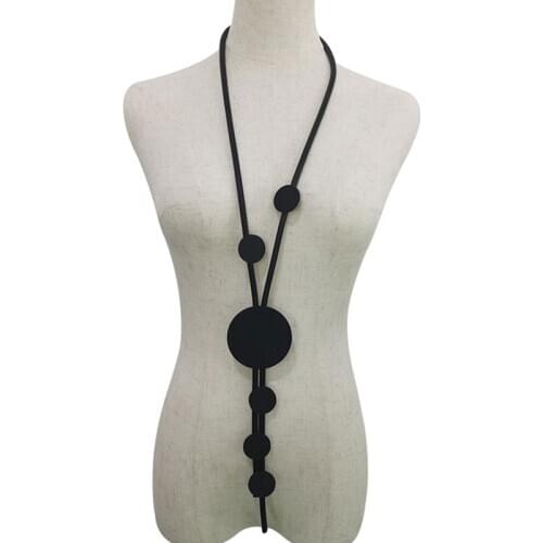 YD&YDBZ Designer DIY Geometric Long Statement Necklace Women Fashion Leather Rubber Necklace Handcrafted Jewelry Festival Gift