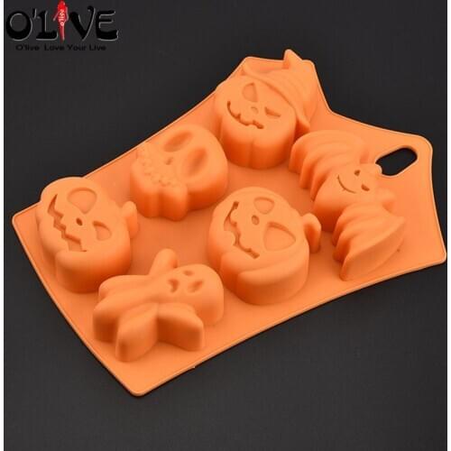 Halloween Silicone Mold Skull Pumpkin Bat Cake Decorating Tools Fondant Mold Chocolate Forms Ice Cube Ice Mold Soap