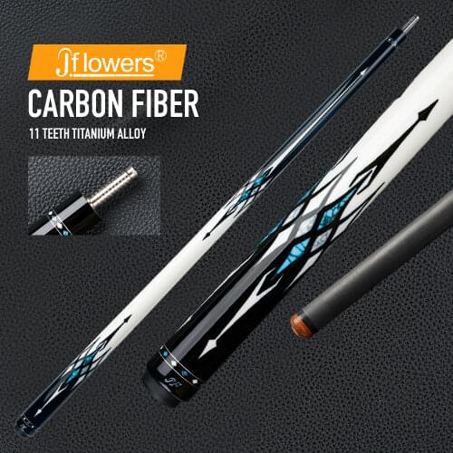 JF Jflowers Billiards Carbon Fiber Shaft Pool Cue Sticks 3/8*11Pin Joint Real Inlay Turquoise Carbon Cue Kit With Extension Kit