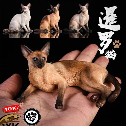 JxK 1:6 Scale Relaxed Siamese Cat Pet Healing Figure Felidae Animal Model Collector Decoration Toy Resin Gift