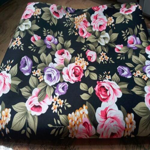 Beautiful Blooming Pink Purple Flower & Green Leaf Printed Cotton Poplin Fabric Quilting Baby Bedding Tilda Cloth Patchwork