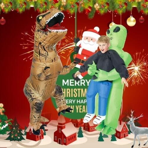 Hot Selling T-Rex Inflatable Alien Costume Adult Kids Halloween Christmas Party Costumes Dinosaur Clothing Funny Blow Up Dresses