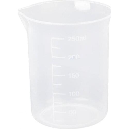 250ml Practical Laboratory Transparent Plastic Graduated Cylinder Measuring Cup Beaker High Temperature Orrosion Resistant Tools