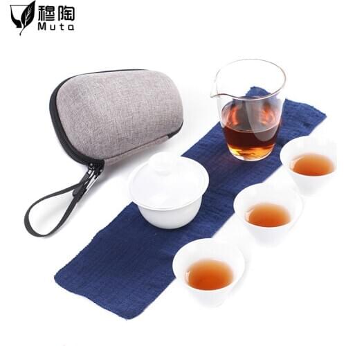 White Portable Travel Home Office gaiwan Cups Ceramic With Bag Bone China teapot set Set English afternoon Tea sets Set cup set