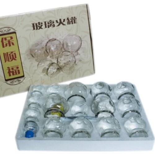 14 pcs Thickened glass vacuum cupping set acupuncture massage cup therapy explosion-proof glass cupping