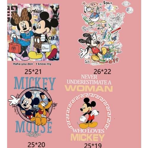 Mickey Mouse Patches for Clothing Heat Transfer Stickers for T-Shirt Iron on Patches for Clothes for Boys Girls Kawaii Custom