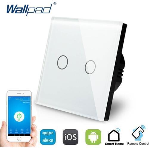 2 Gang 1 Way WIFI Control Touch Switch Wallpad Wall Switch Crystal Glass Panel Smart Home Alexa Google home IOS Android