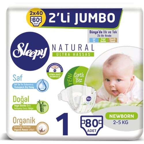 Sleepy Natural Baby Diapers 1-2-3-4-5-6-7 Number Pure, Natural And Organic