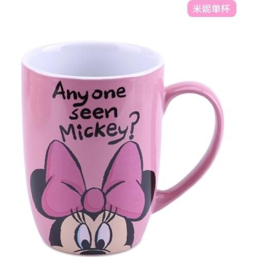 New 350 ML girls red Minnie Straight drink cup Cartoon Pooh Girlfriend Ceramic Cups Milk Handle Coffee Mug