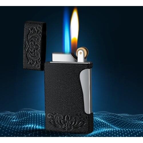 NEW Double Flame Lighter Metal Straight Open Flame Switch Butane Gas Lighters Mini Torch Cigarette Lighter Smoking Accessories
