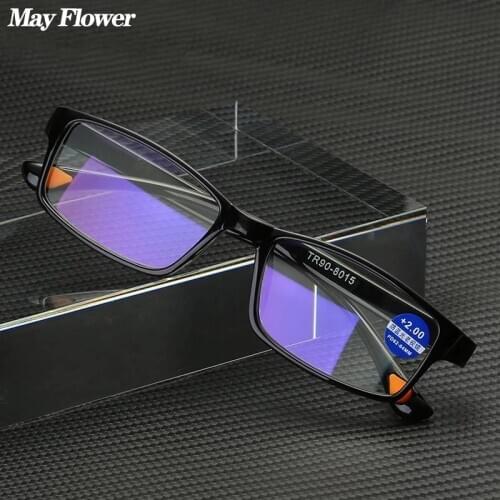 Retro Square Designer Reading Glasses Anti Blue Light TR90 Light Computer Eyeglasses Glasses Frame For Men Women Readers +3.5+4