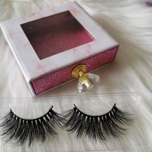 Wholesales Crystal handle NEW 25mm False Eyelashes Packaging Box Lash Boxes Custom Your Logo Fake 3d Mink Lashes Glitter Case