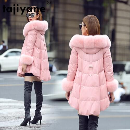 100% Real Sheepskin Coat Female Winter Fox Fur Hooded Duck Down Jacket Women Clothes 2020 Korean Genuine Leather Down Coats 2500