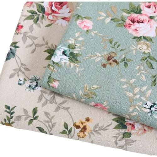 Wide 59" Striped Gunny Coarse Cloth Canvas Upholstery Sofa Fabric Floral Print Linen Tablecloth Pillow Bag Material By the Yard