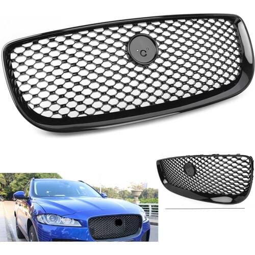 Car Front Bumper Mesh Grill Upper Radiator Grille For Jaguar XJ 2016 2017 2018 with Chrome Red Logo