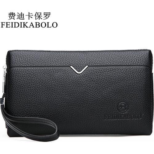 FEIDIKABOLO Luxury Male Leather Purse Mens Clutch Wallets Handy Bags Business Carteras Mujer Wallets Men Black Brown Wallet Man