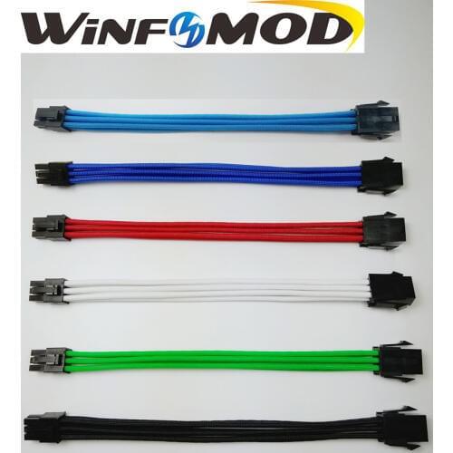 WinfMOD PCI-E 6PIN Female to Male 18AWG PSU Extension Power Cord / Cable with Blue/Red/Green/White/Light Blue/Black Sleeve