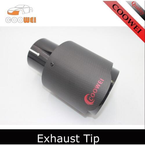 1pcs Inlet 63mm - Outlet 89mm Coowei Carbon Fiber Exhaust Pipe Universal Exhaust Tip Matt Black Paint Exhaust Tip