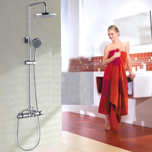 X9022SS1 - Luxury Wall Mounted Chrome Color Brass Rainfall Shower Head with Thermostatic Shower Faucet Shower Column