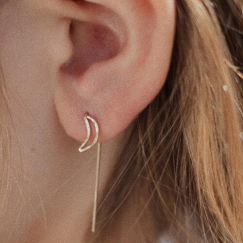 Moon Earrings Handmade 925 Silver Jewelry Gold Wrap Largos Boho Brincos Vintage Pendientes Earrings For Women Oorbellen