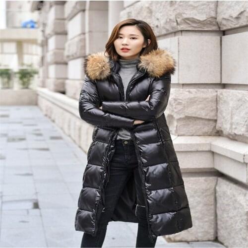 Down Jacket Big Fur Collar Padded Slim White Duck Down Coats Hooded Winter Plus Size 4XL 5XL 6XL Down Outwear Women Parka 856