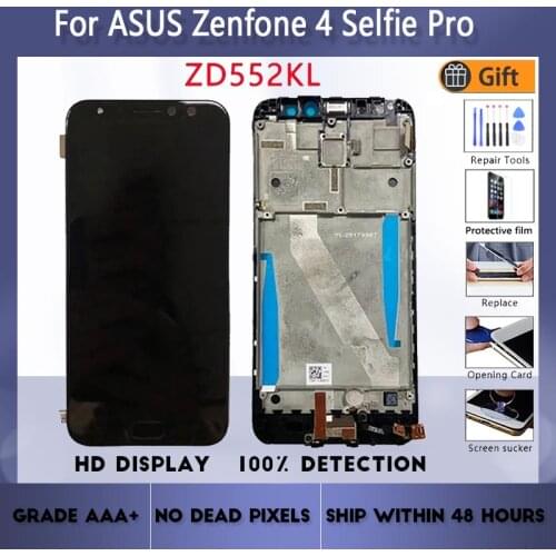 For Asus Zenfone 4 Selfie Pro ZD552KL LCD screen assembly with front case touch glass, Z01MD LCD Display original Black White