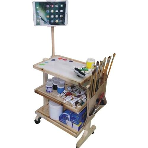 Zq Art Multifunctional Oil Painting Cart Tool Professional Wooden Easel Drawing Board Canvas