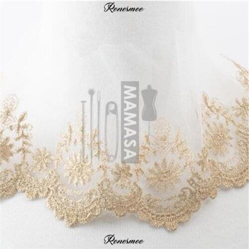 1Yard Gold Thread Embroidery Net Yarn Lace Decoration Trims DIY Clothing Wedding Doll Handmade Materials 9cm