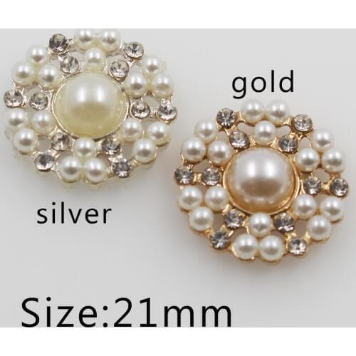 New 10PC Rouns Pearl Rhinestone Crystal Button Decorative DIY Belts Bags Shoes Crafts Wedding Hair Flower Center Scrapbooking