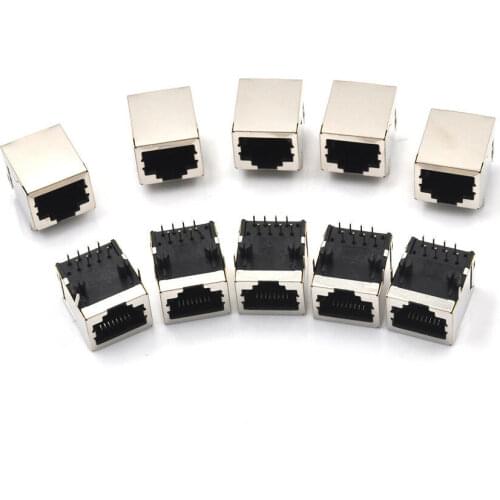10Pcs RJ45 Right Angle Ethernet 8P8C Single Network Port Female Socket PCB Solder Connectors Wholesale